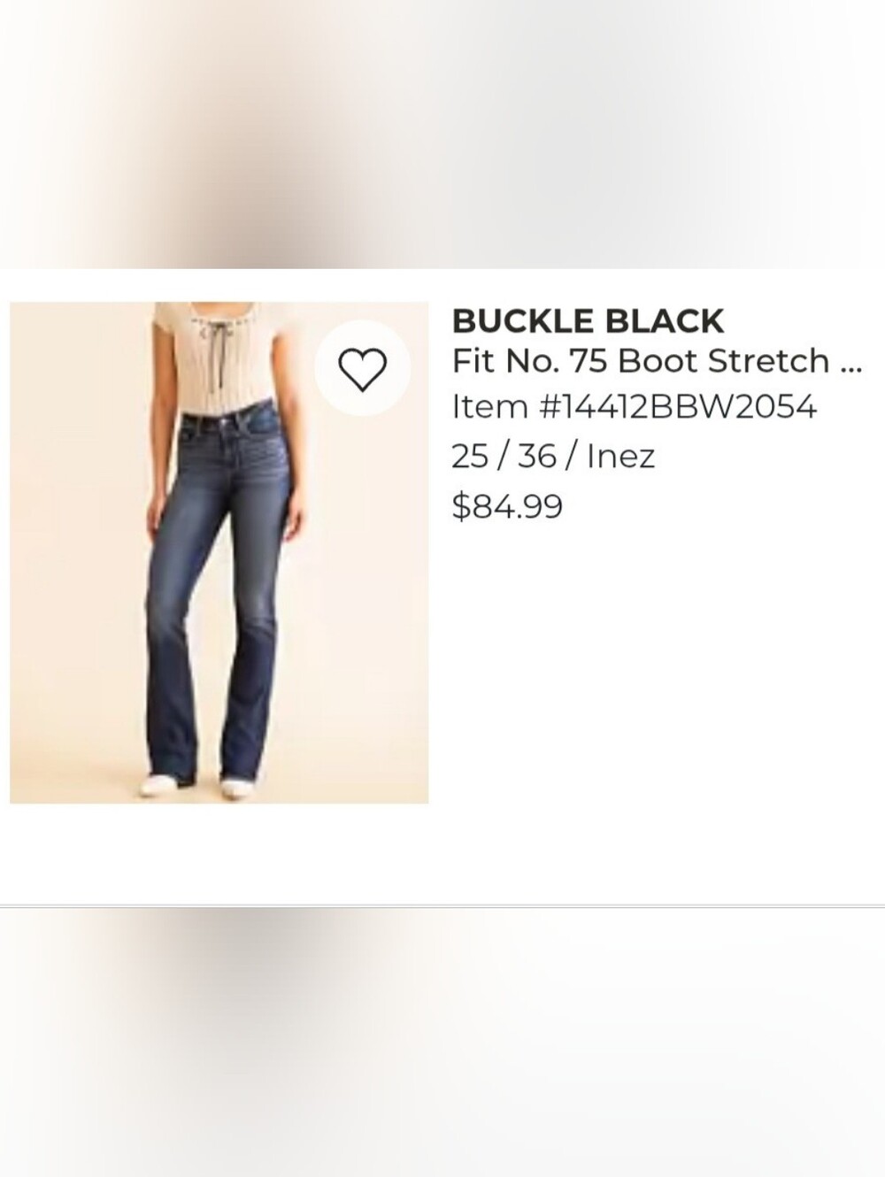 Buck Black Blue Bootcut Jeans with Vintage Wash 25x36 Extra Long XL